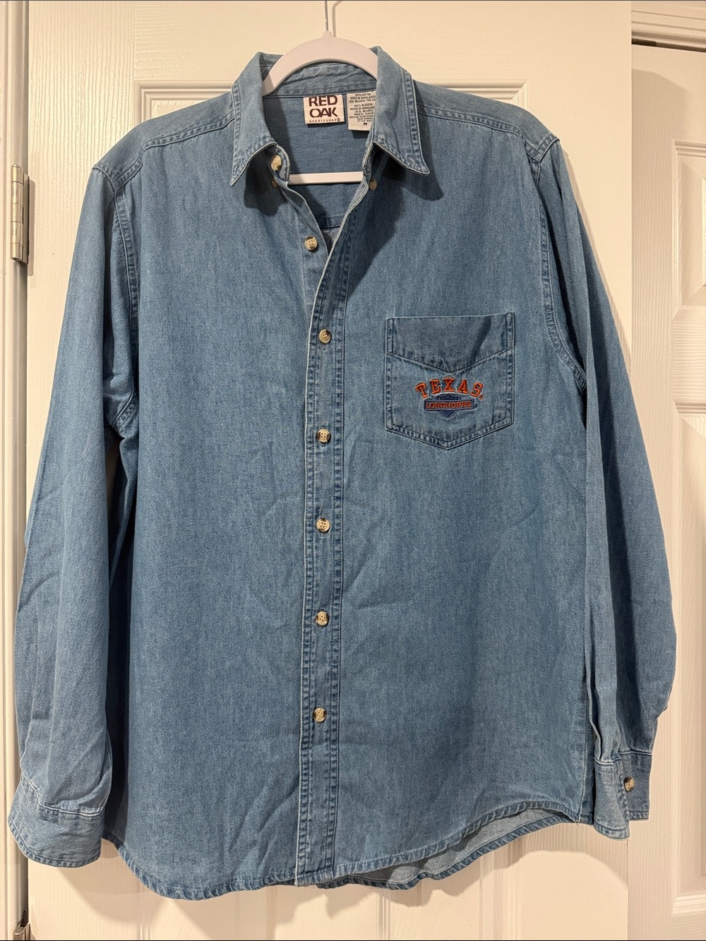 Vintage Texas Longhorns Light Wash Denim Button-Up Shirt